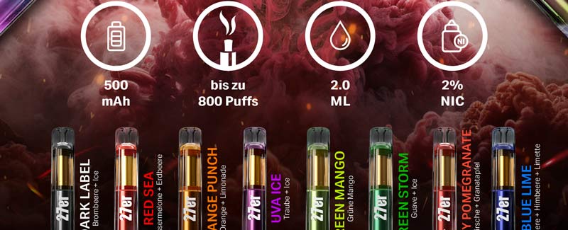 Einzigartige Sorten zum verlieben, die 27er Vape Einweg E-Shisha