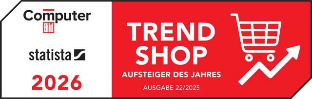 Wir wurden erneut ausgezeichnet, von der Computer Bild als Trend Shop 2025/2026 Auszeichnung Computer Bild - Trend Shop 2025/2026