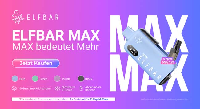 Elf Bar Max Mehrweg Vape - Mit 10ml Pods für 6000 Züge Elfbar Max - 6000 Züge Prefilled Pod System