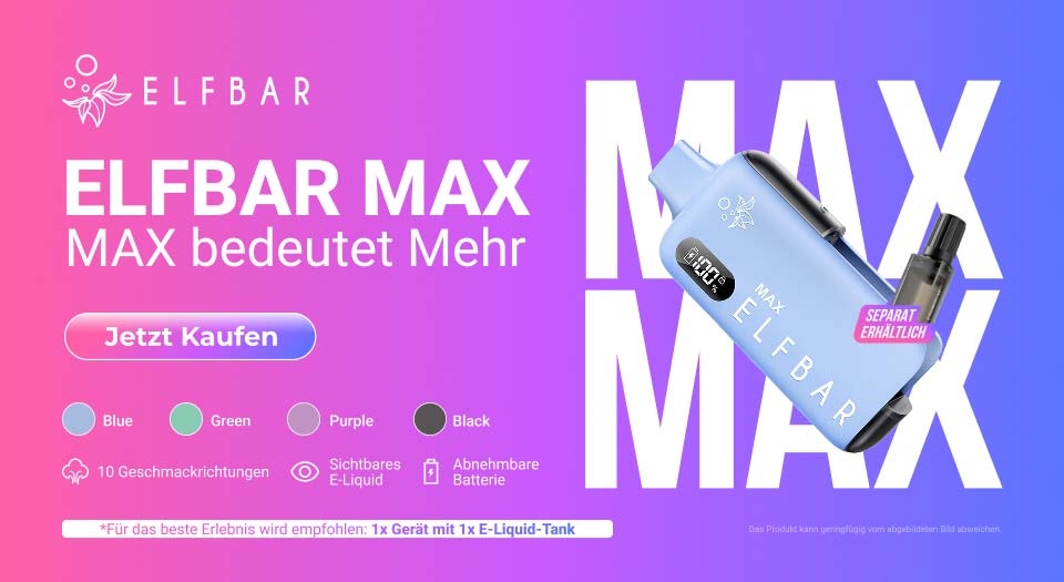 Elf Bar Max Mehrweg Vape - Mit 10ml Pods für 6000 Züge Elfbar Max - 6000 Züge Prefilled Pod System