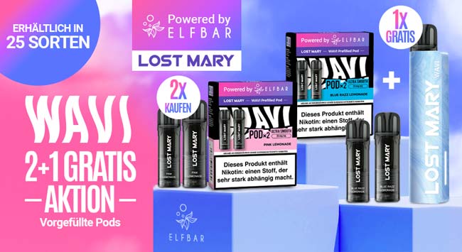 Akku gratis Aktion - Lost Mary Wavi Prefilled Pods von Lost Mary
