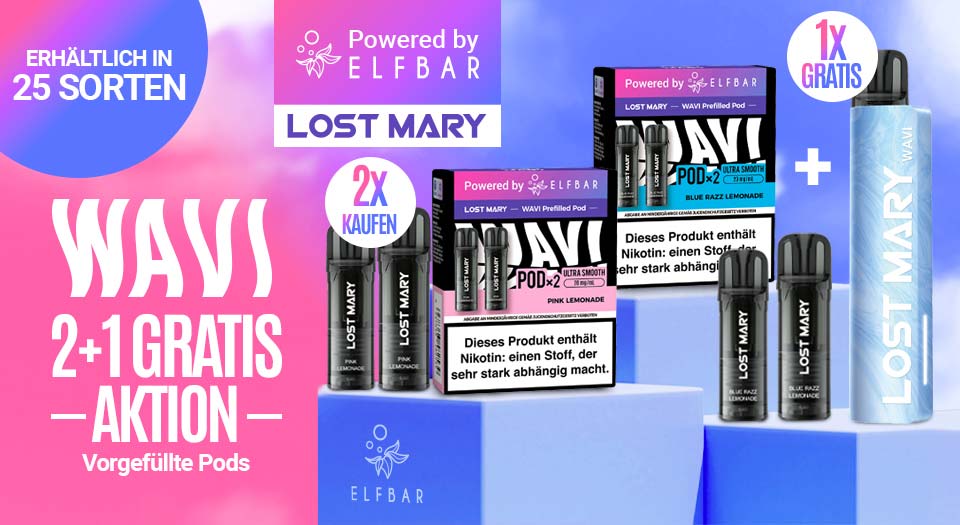 Akku gratis Aktion - Lost Mary Wavi Prefilled Pods von Lost Mary