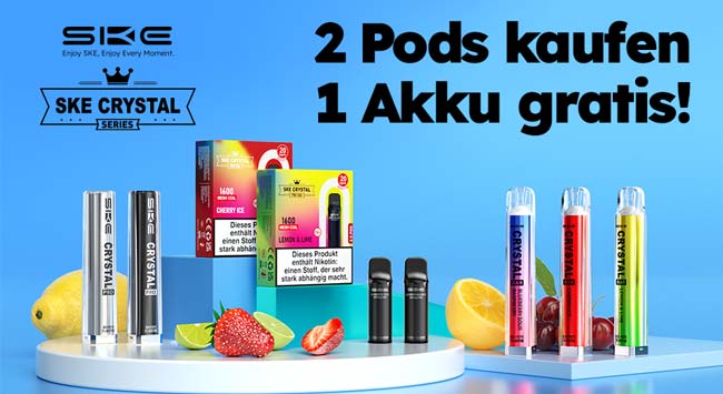 Gratis Akku zu jeder Bestellung mit SKE Pro Pods SKE Crystal Pro Pods - Promo Aktion