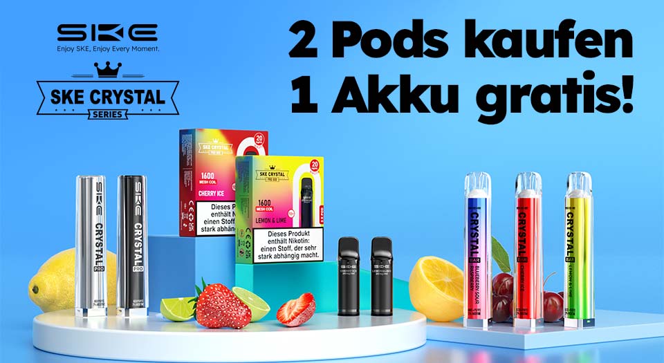 Gratis Akku zu jeder Bestellung mit SKE Pro Pods SKE Crystal Pro Pods - Promo Aktion
